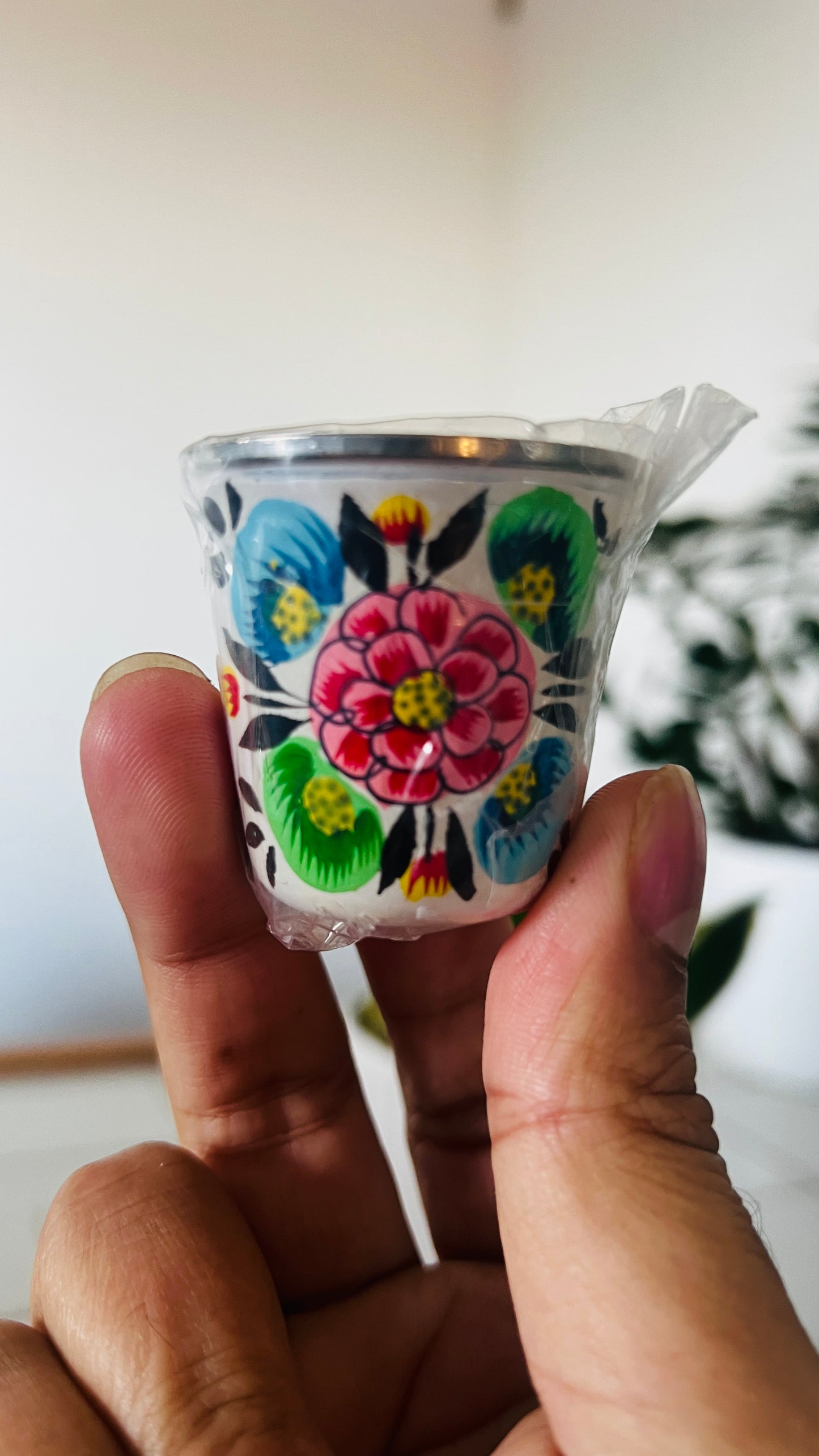 Hand‑Painted Kashmiri Enamelware Cup