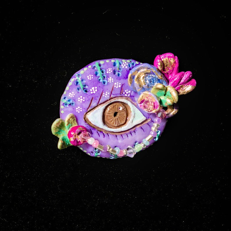 Hand Painted Ceramic Brooch