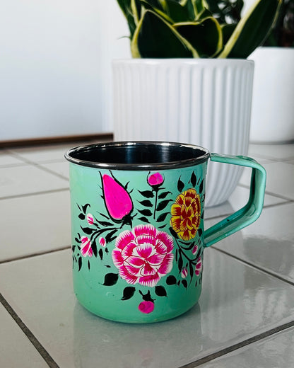 Hand‑Painted Kashmiri Enamelware Mug