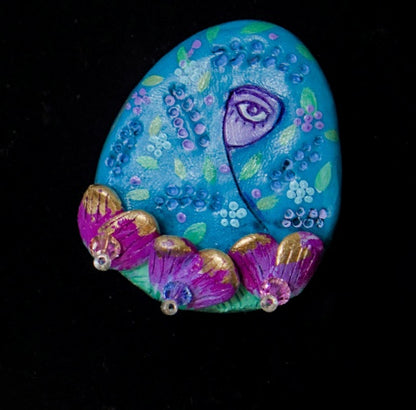 Hand Painted Ceramic Brooch
