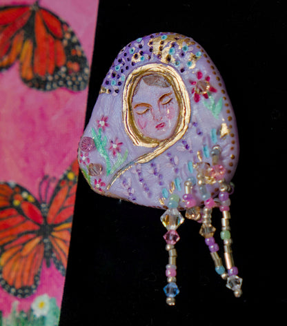 Hand Painted Ceramic Brooch