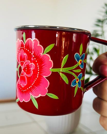 Hand‑Painted Kashmiri Enamelware Mug