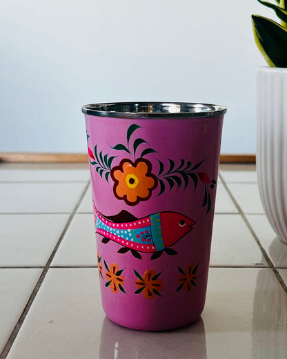 Hand‑Painted Kashmiri Enamelware Cup