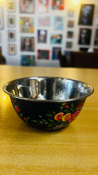Hand‑Painted Kashmiri Enamelware Bowl
