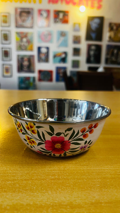 Hand‑Painted Kashmiri Enamelware Bowl