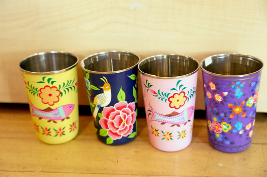 Hand‑Painted Kashmiri Enamelware Cup