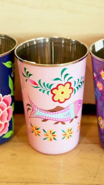 Hand‑Painted Kashmiri Enamelware Cup