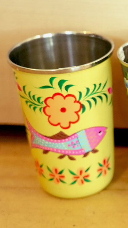 Hand‑Painted Kashmiri Enamelware Cup