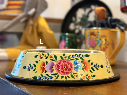 Hand-Painted Kashmiri Enamelware Dog Bowl