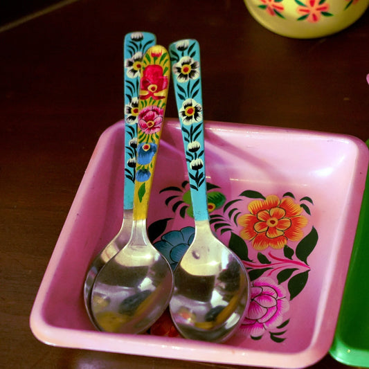 Hand‑Painted Kashmiri Enamelware Spoon