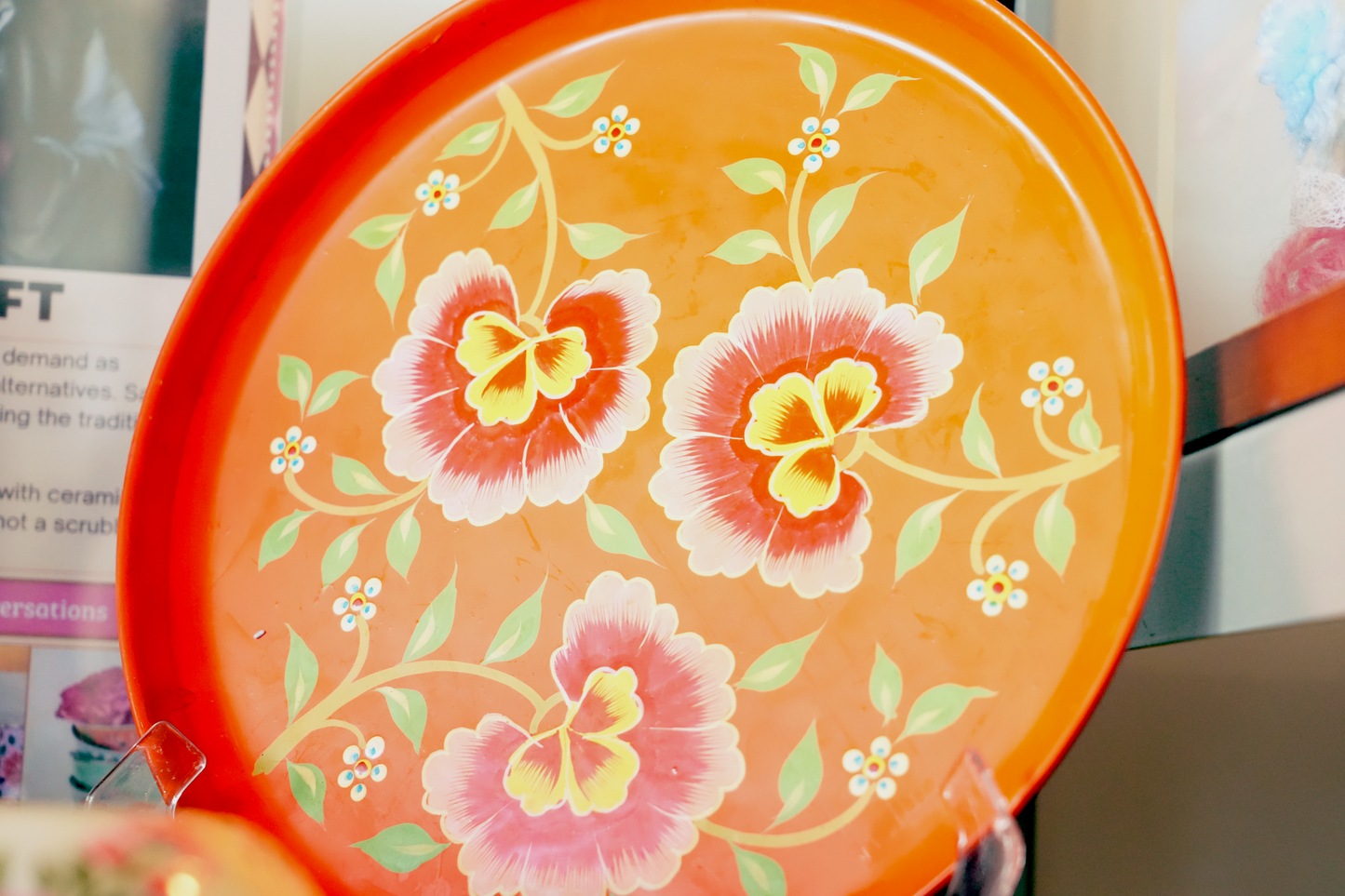 Hand‑Painted Kashmiri Enamelware Plate