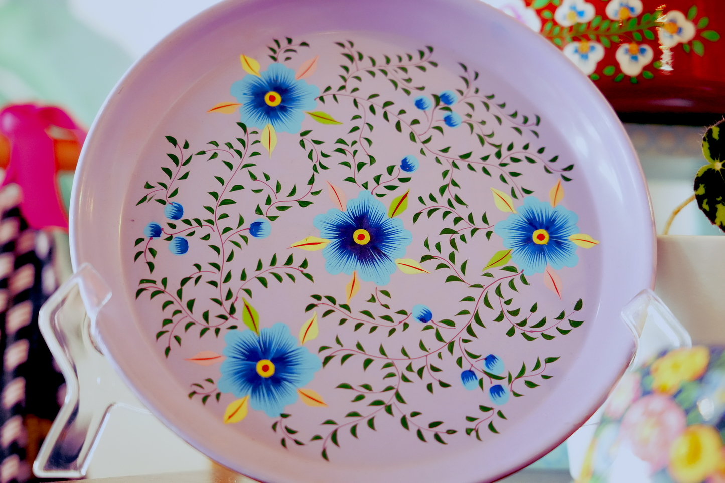 Hand‑Painted Kashmiri Enamelware Plate