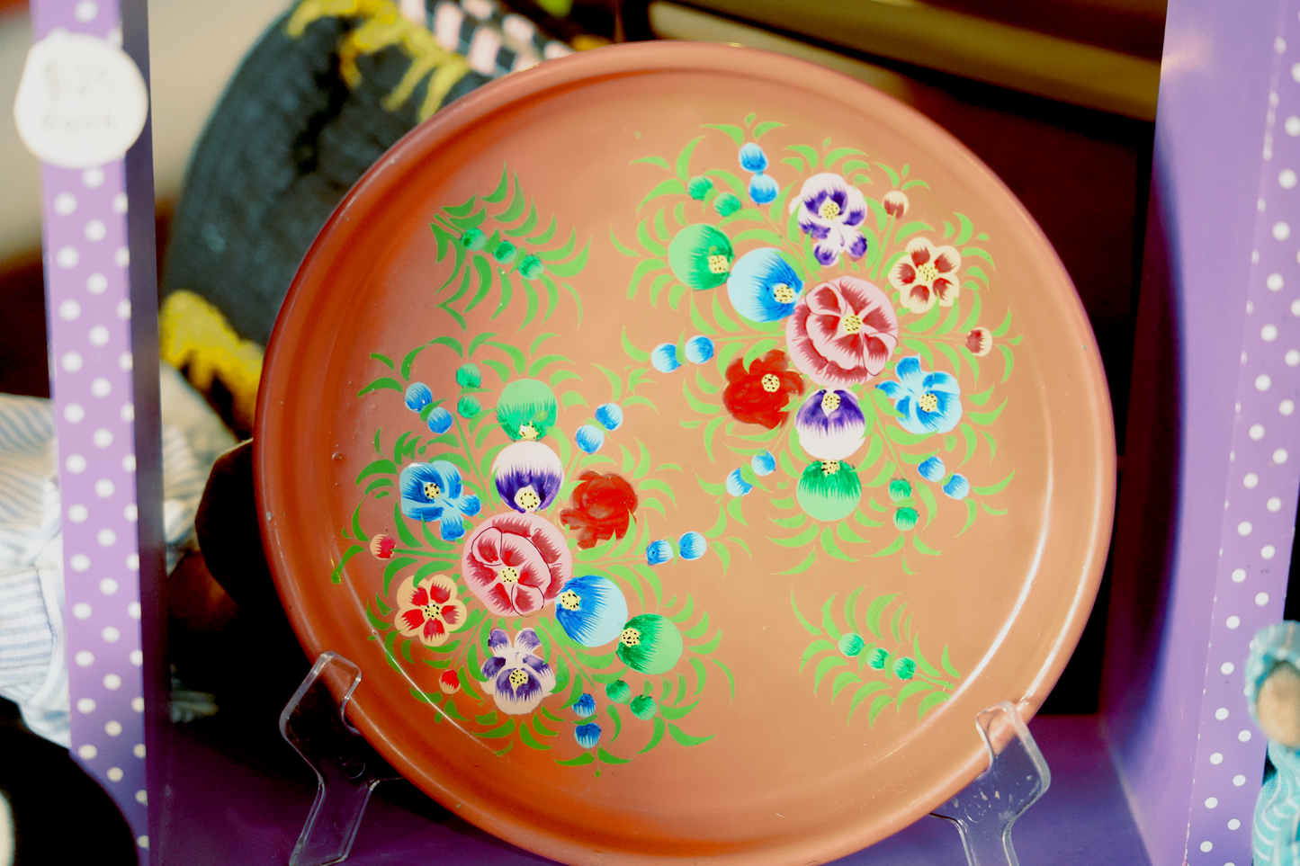 Hand‑Painted Kashmiri Enamelware Plate